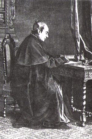 Xilogravura que reproduz uma fotografia de A. Trinquart (Paris 1868).  a nica que reproduz Claret de perfil.