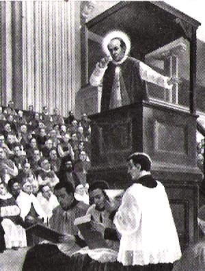 O Santo fala durante o Conclio Vaticano I, no dia 31 de maio de 1870. Pintura a leo de Giovanni B. Conti. Conserva-se na Cria Geral em Roma