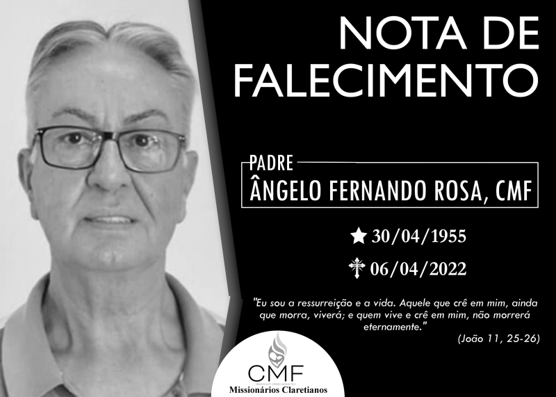 NOTA DE FALECIMENTO - PE. ÂNGELO FERNANDO ROSA, CMF